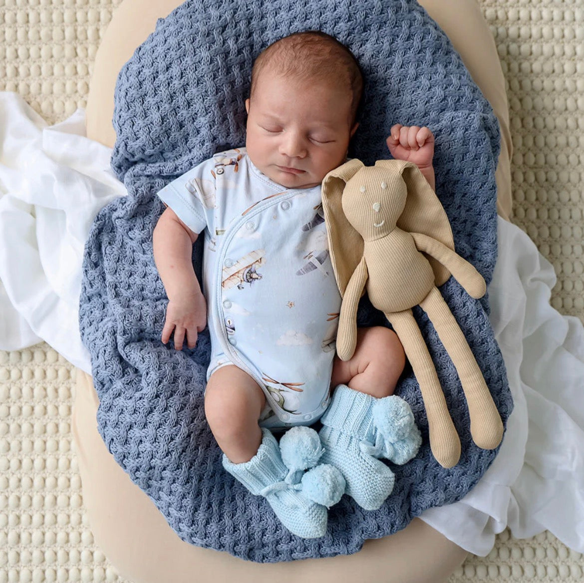 Knitted Booties Baby Blue