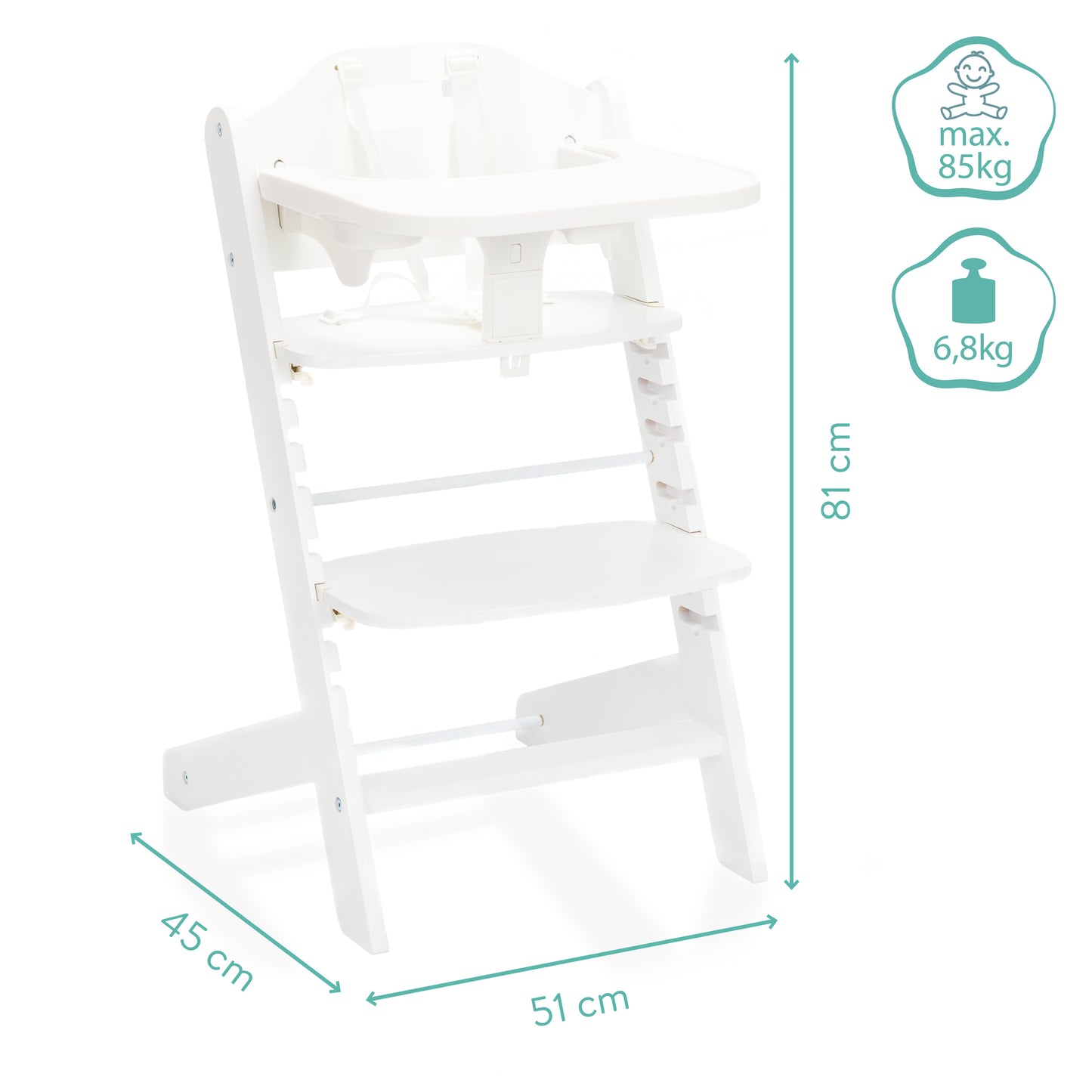 Pia stólur 3in1 hvítur