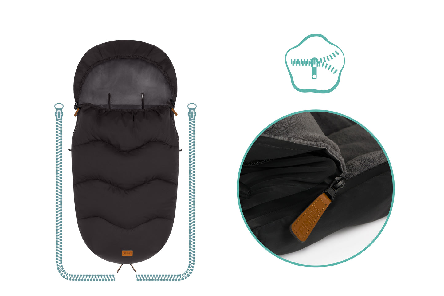 Ogre vognposi endurskins svartur