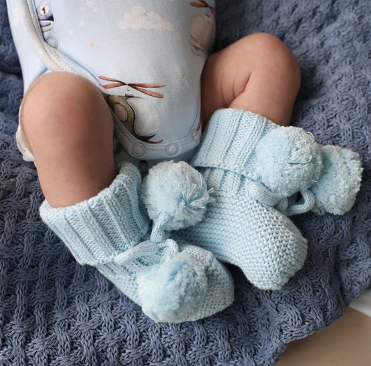 Knitted Booties Baby Blue