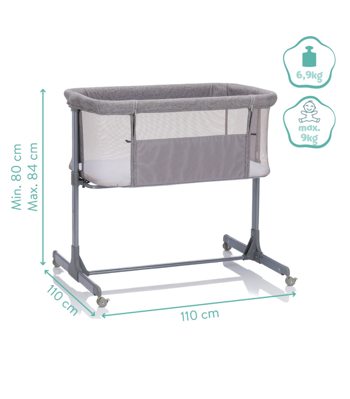 Bedside Crib Grey