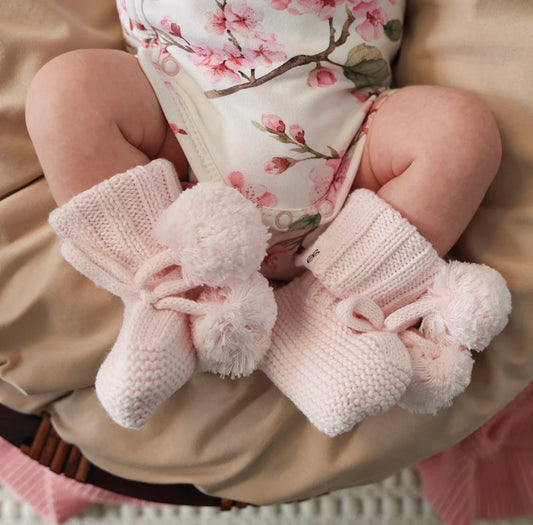 Knitted Booties Blush Pink