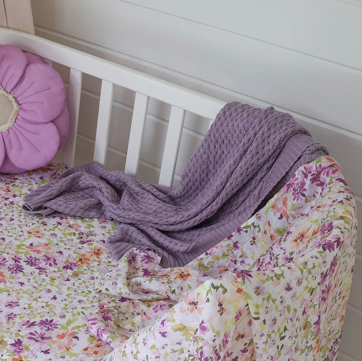 Vistfrøðiligt Bummulls Teppi Lavender